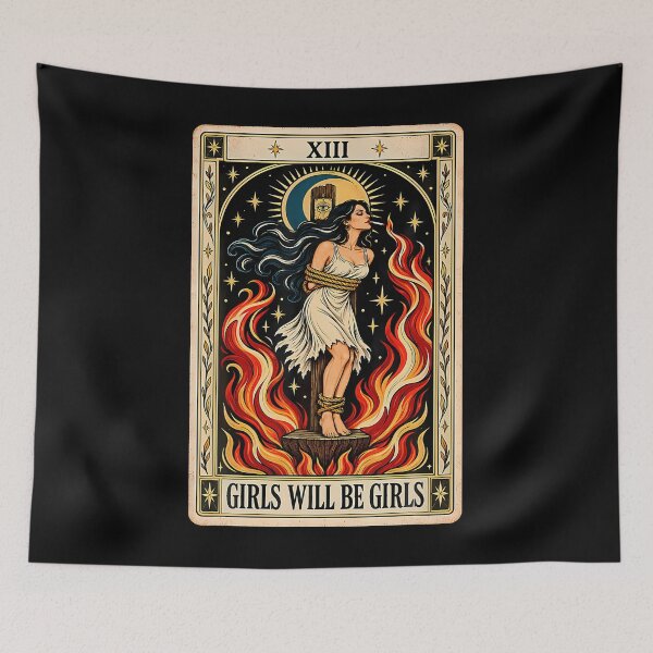 Item preview, Girl Will Be Girls Witch Cigarette Burning Tarot Card Occult designed and sold by PAROSSA.