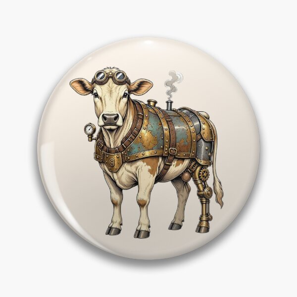 Item preview, Steampunk Cow – Mechanical Cow with Brass Armor and Goggles designed and sold by SweetLilith.