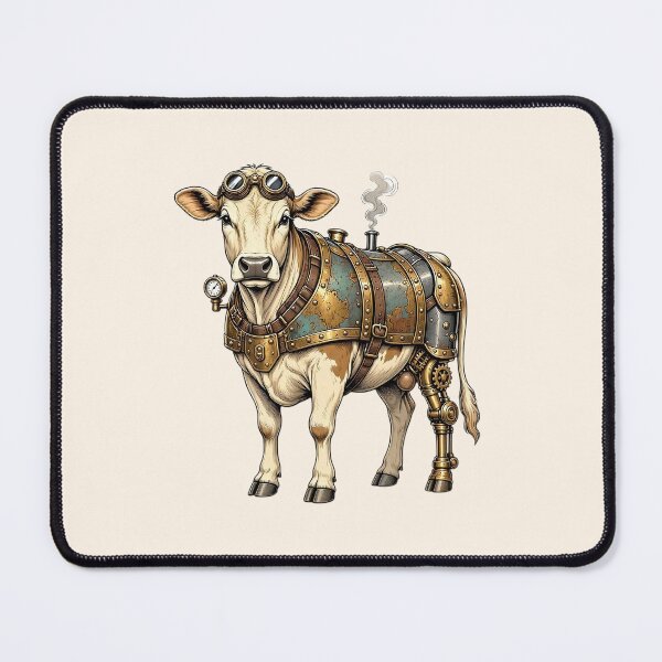Item preview, Steampunk Cow – Mechanical Cow with Brass Armor and Goggles designed and sold by SweetLilith.