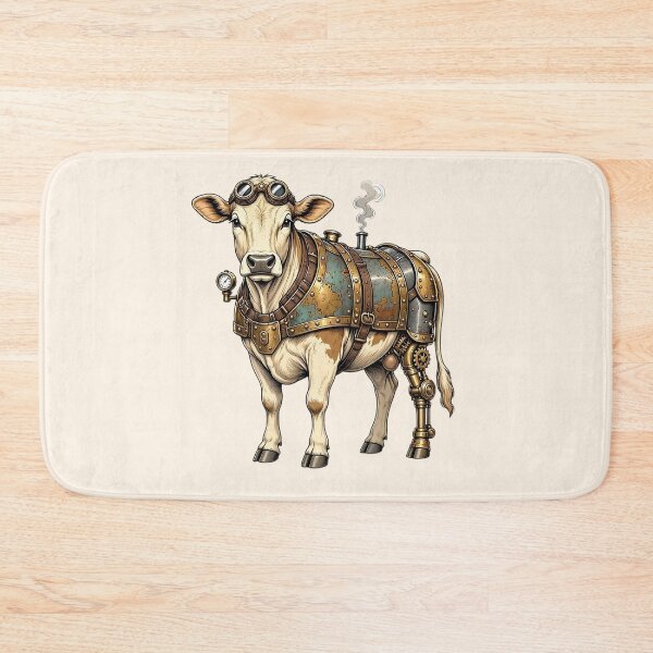 Item preview, Steampunk Cow – Mechanical Cow with Brass Armor and Goggles designed and sold by SweetLilith.