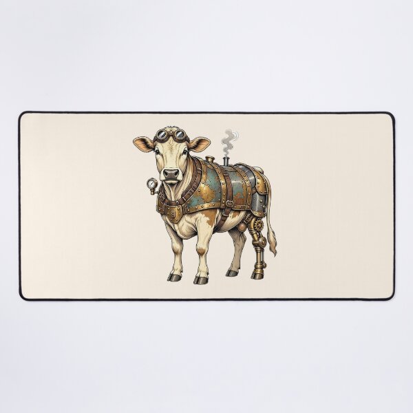 Item preview, Steampunk Cow – Mechanical Cow with Brass Armor and Goggles designed and sold by SweetLilith.