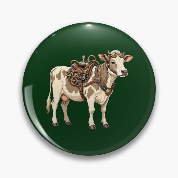 Item preview, Steampunk Cow – Mechanical Cow with Brass Armor and Goggles designed and sold by SweetLilith.