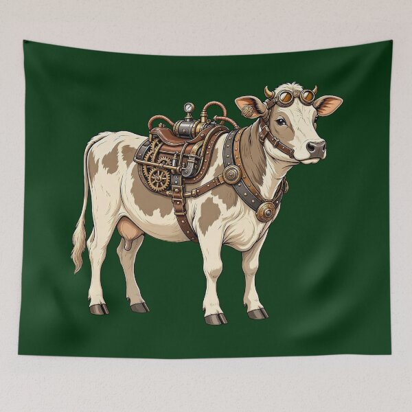 Item preview, Steampunk Cow – Mechanical Cow with Brass Armor and Goggles designed and sold by SweetLilith.