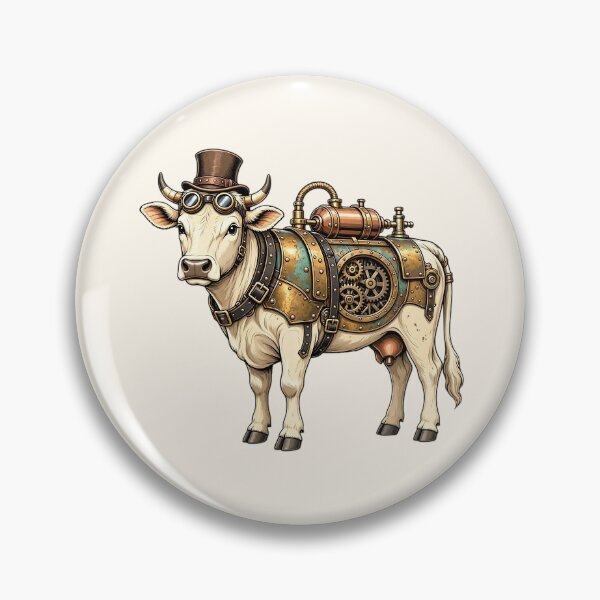 Item preview, Steampunk Cow – Mechanical Cow with Brass Armor and Goggles designed and sold by SweetLilith.