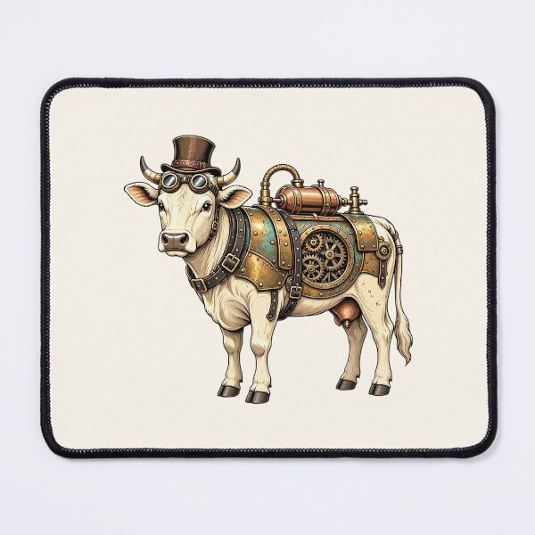 Item preview, Steampunk Cow – Mechanical Cow with Brass Armor and Goggles designed and sold by SweetLilith.
