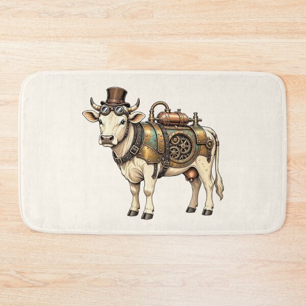 Item preview, Steampunk Cow – Mechanical Cow with Brass Armor and Goggles designed and sold by SweetLilith.