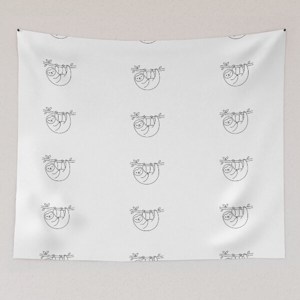 Item preview, Cute Minimalist Sloth Hanging on Tree Branch Line Art Design designed and sold by Nubian Style.