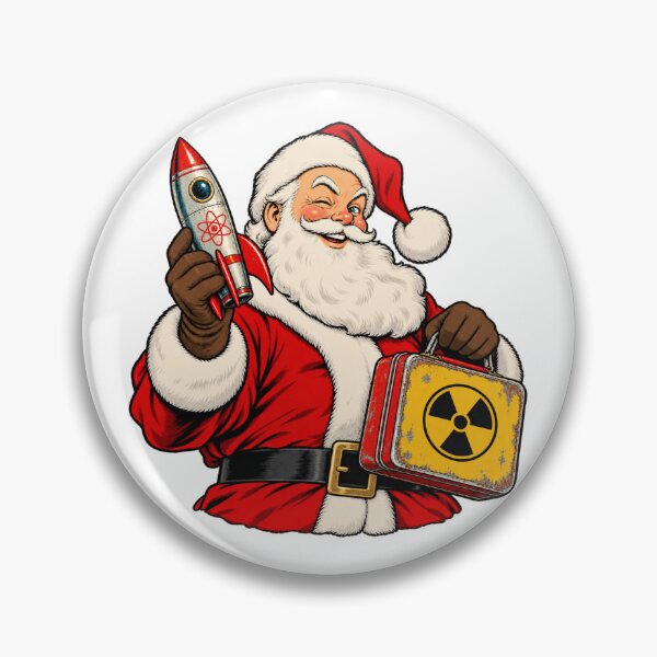 Item preview, Winking Fallout Santa With Rocket Toy And Nuclear Lunchbox designed and sold by IllustrifyArts.