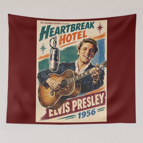Item preview, Elvis Presley Heartbreak Hotel 1956 Vintage Retro Poster designed and sold by ElvisVintagePosters.