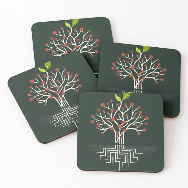 Item preview, Firefly Roots — Circuit Tree in Forest Green and Terracotta designed and sold by ShooNyaArtStudio.