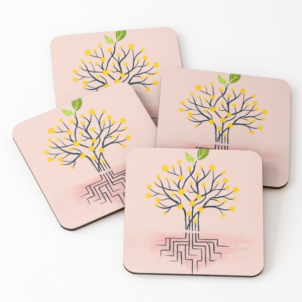 Item preview, Firefly Roots — Circuit Tree in Blush and Gold designed and sold by ShooNyaArtStudio.