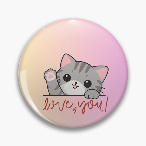 Item preview, Cute Kawaii Cat Waving Love You Pastel Gradient⁠ designed and sold by VibeDistrictLab.