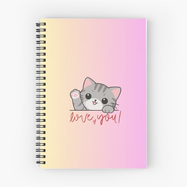 Item preview, Cute Kawaii Cat Waving Love You Pastel Gradient⁠ designed and sold by VibeDistrictLab.
