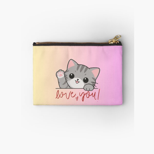 Item preview, Cute Kawaii Cat Waving Love You Pastel Gradient⁠ designed and sold by VibeDistrictLab.
