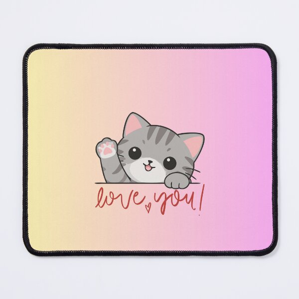 Item preview, Cute Kawaii Cat Waving Love You Pastel Gradient designed and sold by VibeDistrictLab.