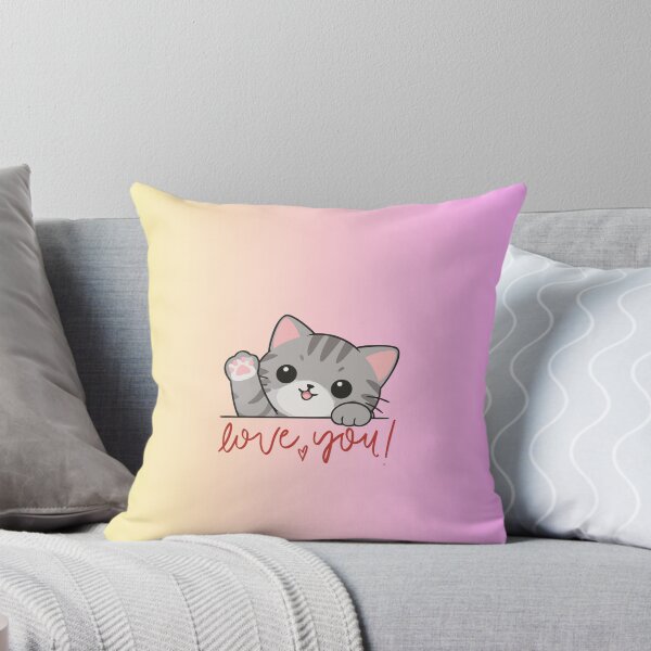Item preview, Cute Kawaii Cat Waving Love You Pastel Gradient⁠ designed and sold by VibeDistrictLab.
