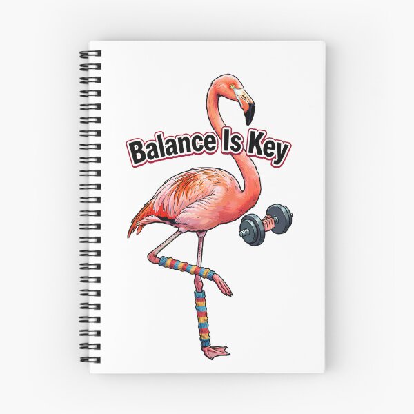 Item preview, Flamingo Gymnast "Balance Is Key" - Funny Illustration of a Flamingo with a Dumbbell on One Foot designed and sold by fastansic.