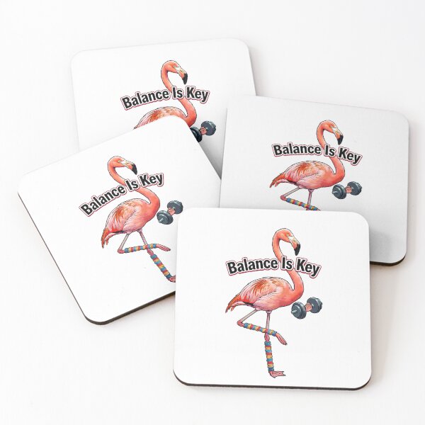 Item preview, Flamingo Gymnast "Balance Is Key" - Funny Illustration of a Flamingo with a Dumbbell on One Foot designed and sold by fastansic.