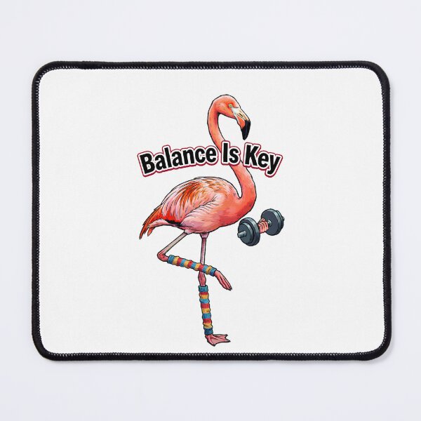 Item preview, Flamingo Gymnast "Balance Is Key" - Funny Illustration of a Flamingo with a Dumbbell on One Foot designed and sold by fastansic.