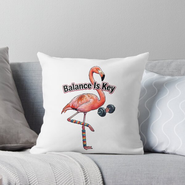 Item preview, Flamingo Gymnast "Balance Is Key" - Funny Illustration of a Flamingo with a Dumbbell on One Foot designed and sold by fastansic.