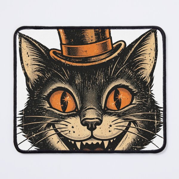Item preview, Retro Vintage Black Cat with Top Hat | Grinning Halloween Cat designed and sold by HexAndHearth.