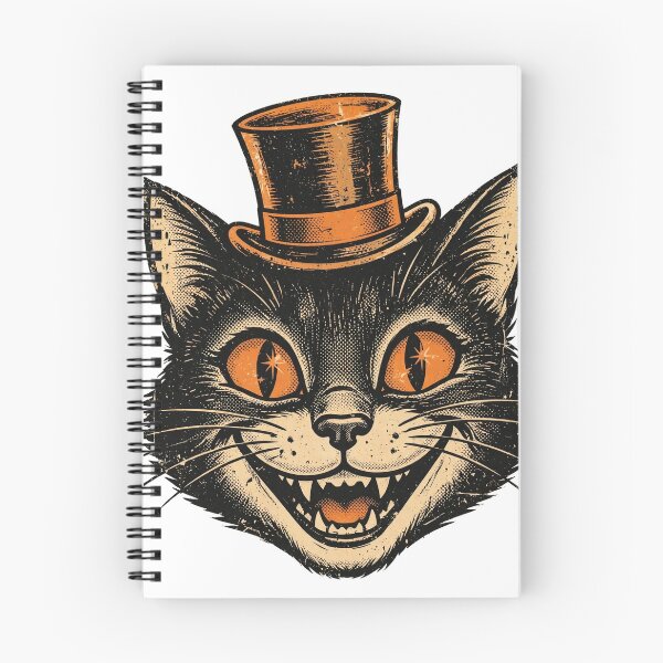 Item preview, Retro Vintage Black Cat with Top Hat | Grinning Halloween Cat designed and sold by HexAndHearth.