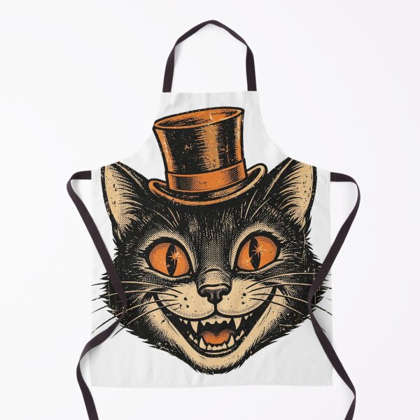 Item preview, Retro Vintage Black Cat with Top Hat | Grinning Halloween Cat designed and sold by HexAndHearth.
