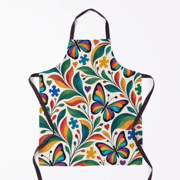 Item preview, Neurodivergent Vibrant Rainbow Butterfly and Puzzle Pieces Seamless Pattern designed and sold by Luvjesus2.