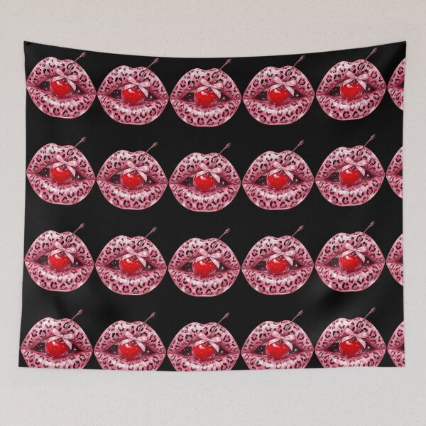 Item preview, Cherry Leopard Lips Cute Cherries Fruits designed and sold by snailslowdance.