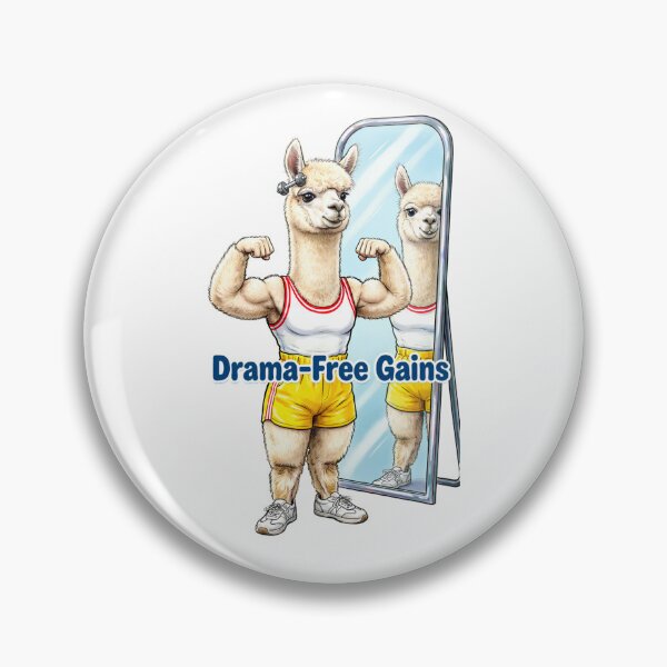 Item preview, Bodybuilding Llama "Drama-Free Gains" - Funny Illustration of a Gym Alpaca Posing in the Mirror designed and sold by fastansic.