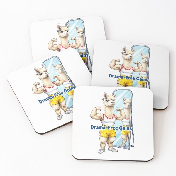 Item preview, Bodybuilding Llama "Drama-Free Gains" - Funny Illustration of a Gym Alpaca Posing in the Mirror designed and sold by fastansic.