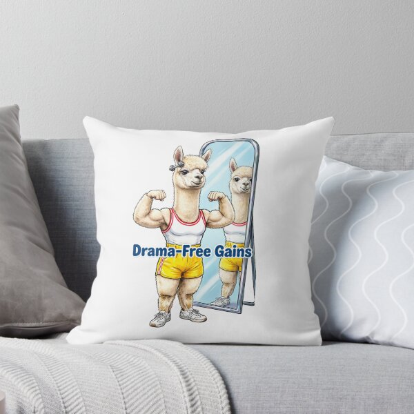 Item preview, Bodybuilding Llama "Drama-Free Gains" - Funny Illustration of a Gym Alpaca Posing in the Mirror designed and sold by fastansic.