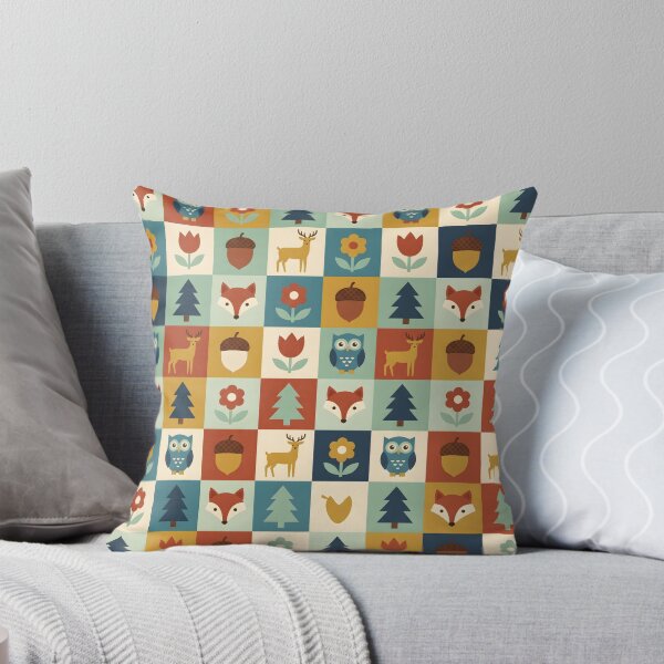 Item preview, Mid-Century Scandinavian Folk Art Pattern - Geometric Woodland Animals designed and sold by ShabanMerch⭐⭐⭐.