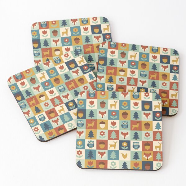 Item preview, Mid-Century Scandinavian Folk Art Pattern - Geometric Woodland Animals designed and sold by ShabanMerch⭐⭐⭐.