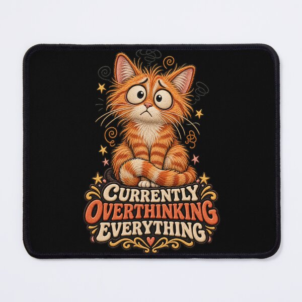 Item preview, Funny Orange Cat Anxiety Design – Currently Overthinking Everything designed and sold by Emoji Emblems.