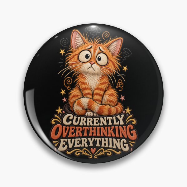 Item preview, Funny Orange Cat Anxiety Design – Currently Overthinking Everything designed and sold by Emoji Emblems.