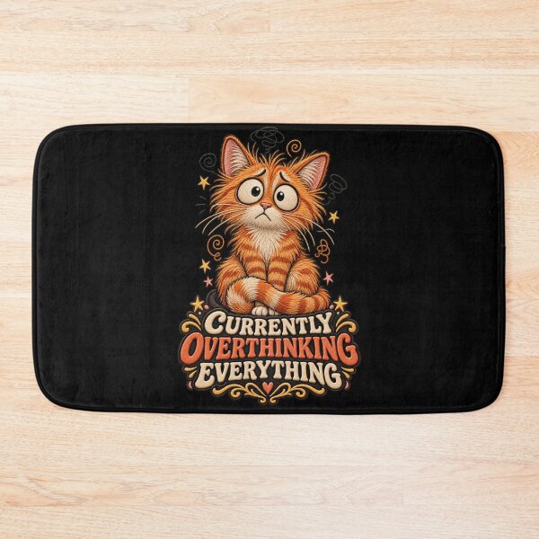 Item preview, Funny Orange Cat Anxiety Design – Currently Overthinking Everything designed and sold by Emoji Emblems.