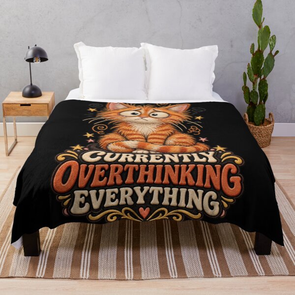 Item preview, Funny Orange Cat Anxiety Design – Currently Overthinking Everything designed and sold by Emoji Emblems.