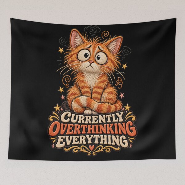Item preview, Funny Orange Cat Anxiety Design – Currently Overthinking Everything designed and sold by Emoji Emblems.