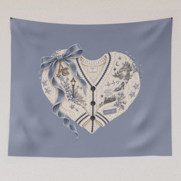 Item preview, blue Cardigan Taylor Swift Folklore Heart Sweater designed and sold by taylorvinyls.