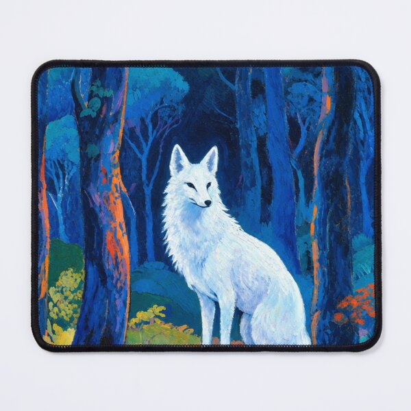 Item preview, White Fox Gazing at Orange Light, Silent guardian of the night (V2) designed and sold by SabaMirzique.