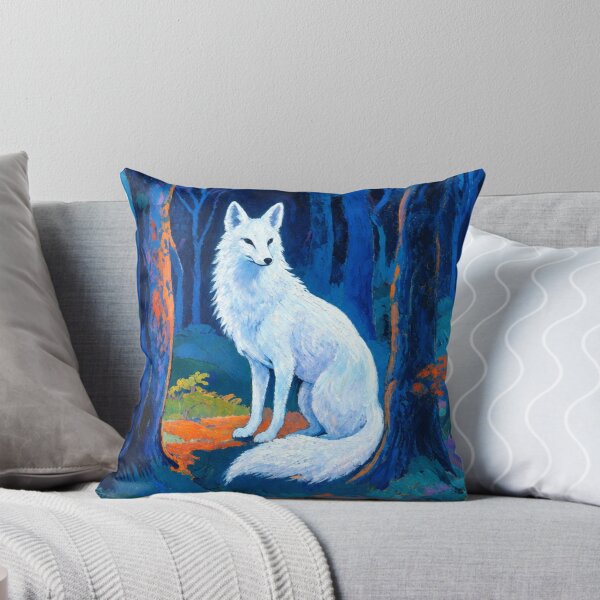Item preview, White Fox Gazing at Orange Light,  Silent guardian of the night (V2) designed and sold by SabaMirzique.