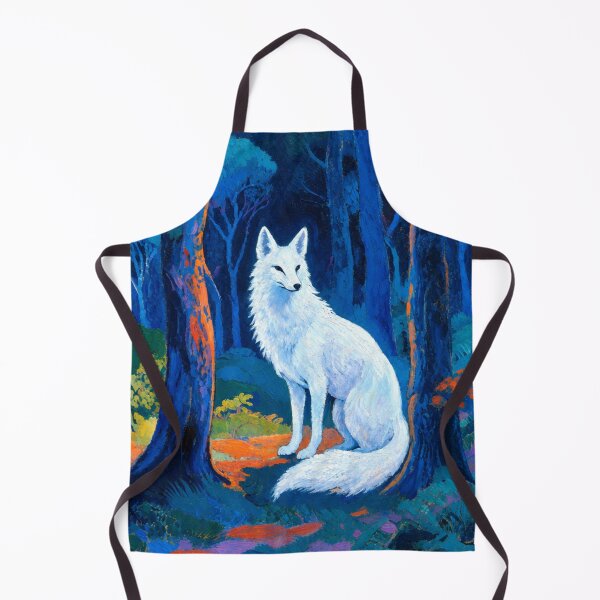 Item preview, White Fox Gazing at Orange Light,  Silent guardian of the night (V2) designed and sold by SabaMirzique.