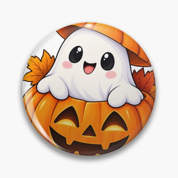 Item preview, Cute Ghost Pumpkin Halloween Kawaii designed and sold by Polmack  ⭐⭐⭐⭐⭐.