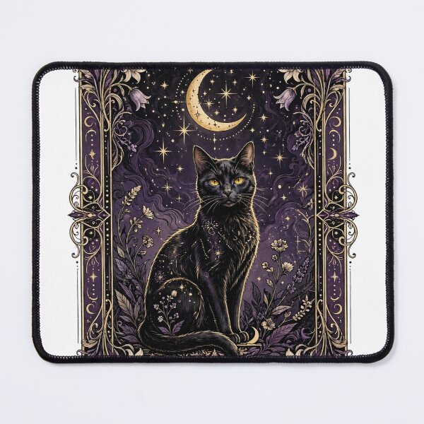 Item preview, Black Cat Tarot Card | Witchy Celestial Cat Art designed and sold by HexAndHearth.