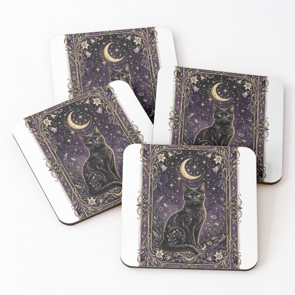 Item preview, Black Cat Tarot Card | Witchy Celestial Cat Art designed and sold by HexAndHearth.