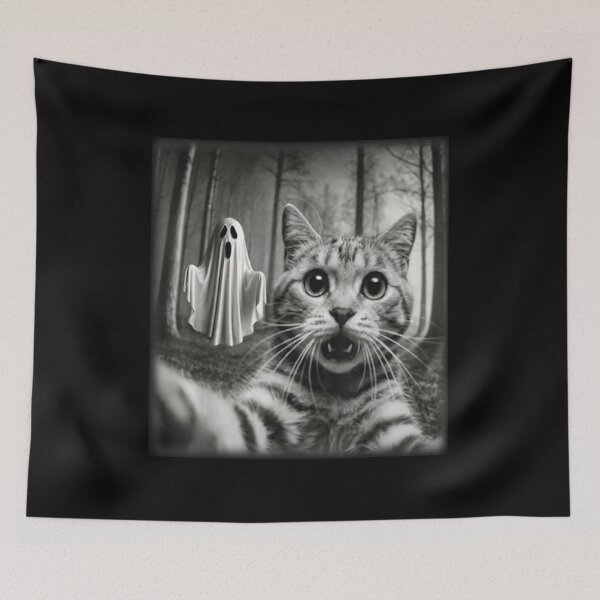 Item preview, Funny Halloween Cat Selfie with Spooky Ghost Cat Lovers  designed and sold by BASKN.
