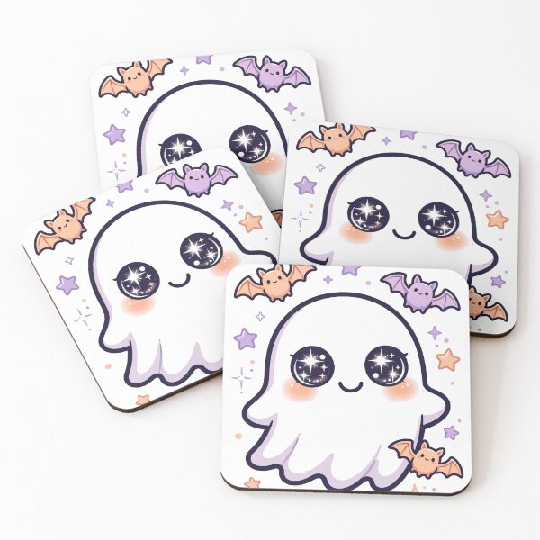 Item preview, Cute Kawaii Ghost with Bats and Stars | Spooky Cute Halloween designed and sold by HexAndHearth.