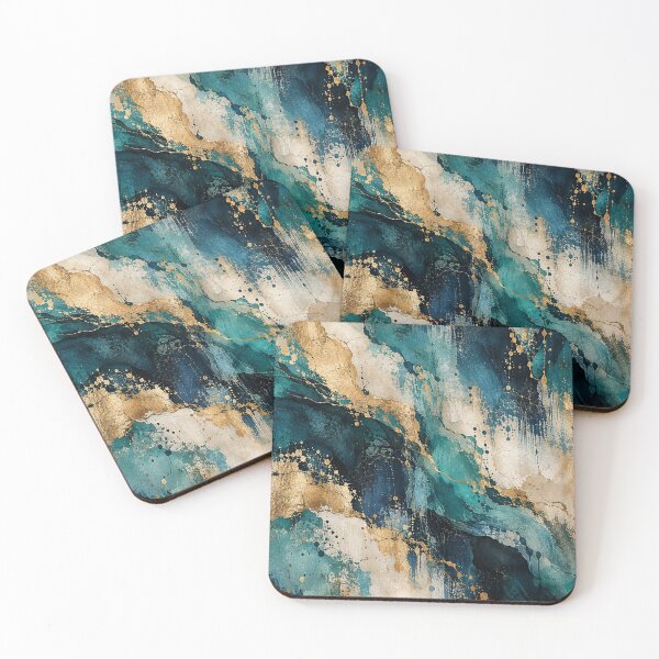 Item preview, Teal Blue Gold Luxury Abstract Marble designed and sold by RetroPop23.