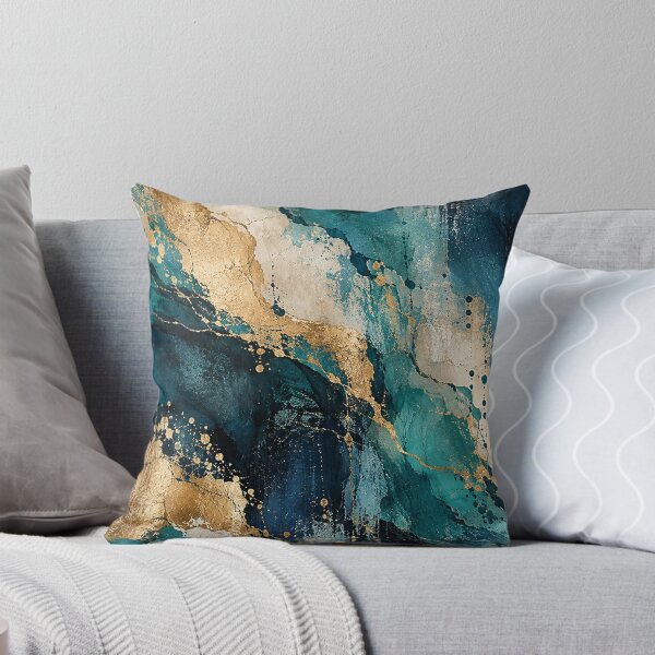 Item preview, Teal Blue Gold Luxury Abstract Marble designed and sold by RetroPop23.